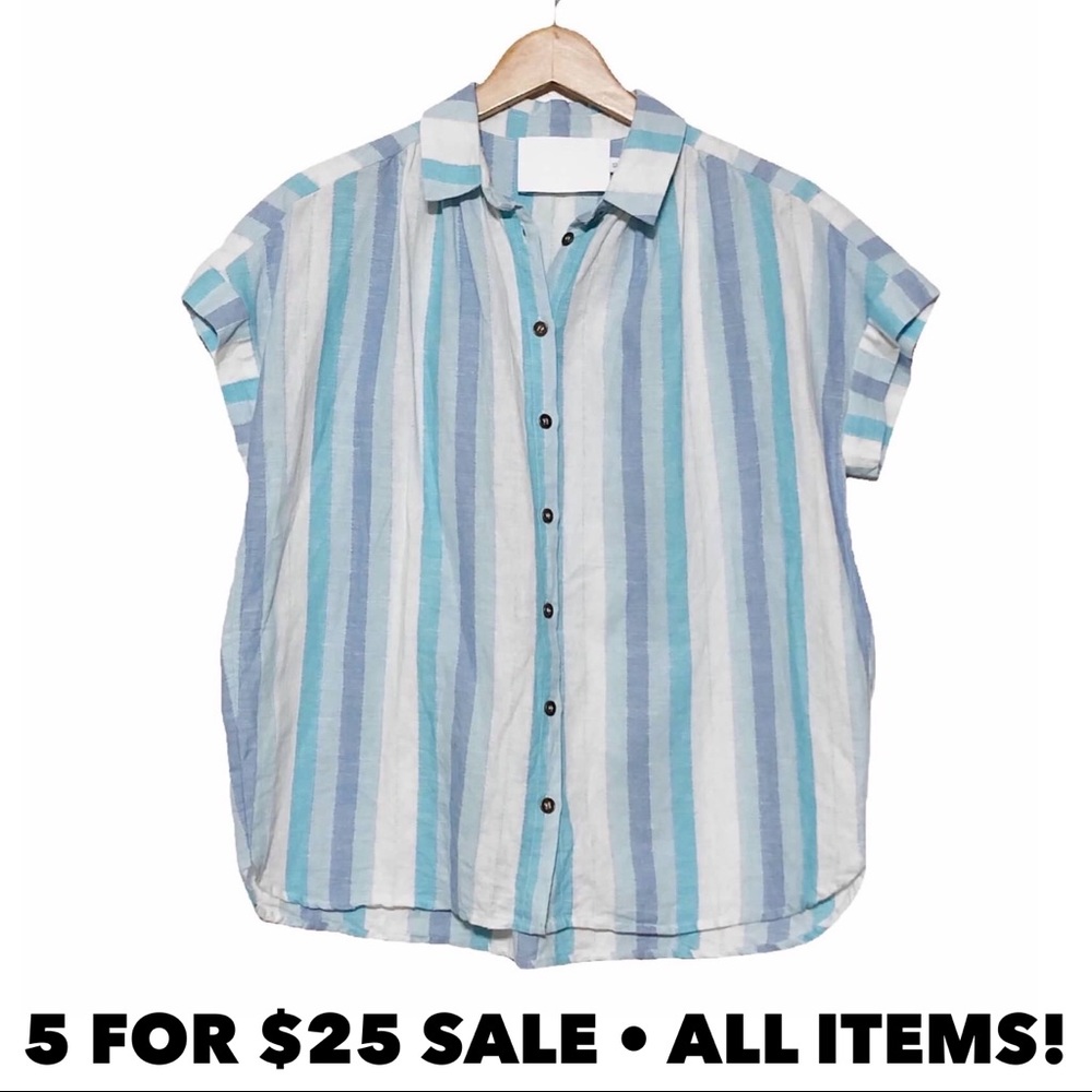 Lulu's Vacate the Label Striped Cotton Shirt